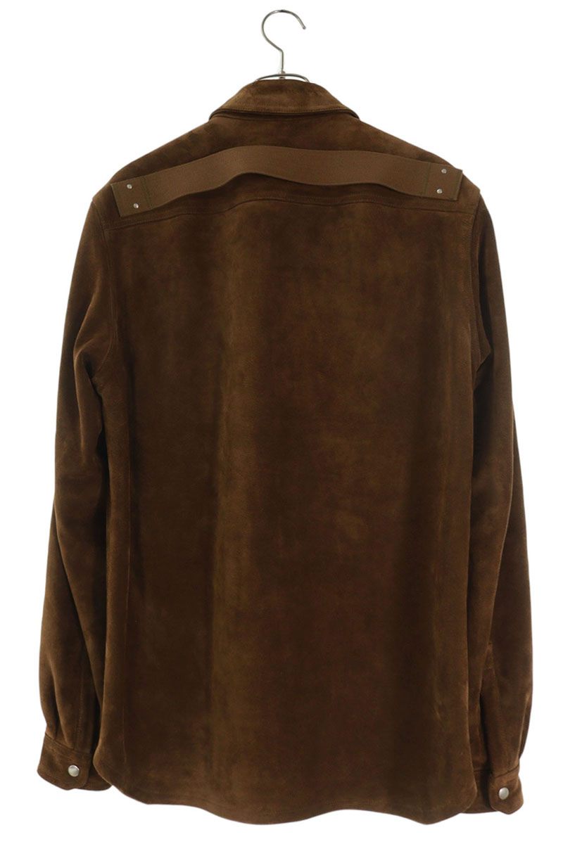 Rick Owens Brown Suede Leather Outer Long Sleeve Shirt Size S