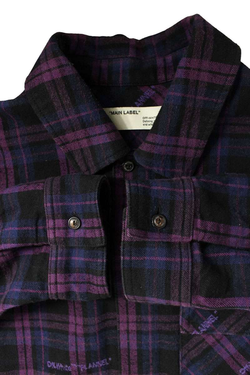 OFF-WHITE Flannel Arrow Patch Oversized Check Shirt Size L