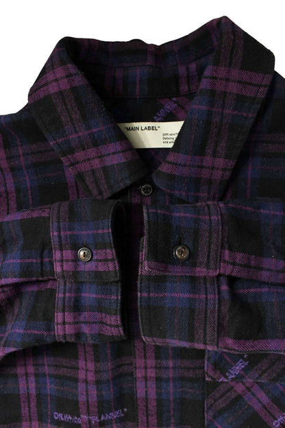 OFF-WHITE Flannel Arrow Patch Oversized Check Shirt Size L