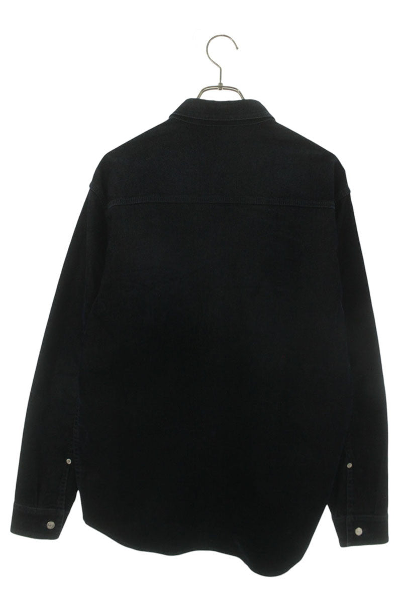 DIOR 22AW Logo Embroidered Velvet Denim Long Sleeve Shirt Size XXL