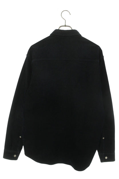 DIOR 22AW Logo Embroidered Velvet Denim Long Sleeve Shirt Size XXL