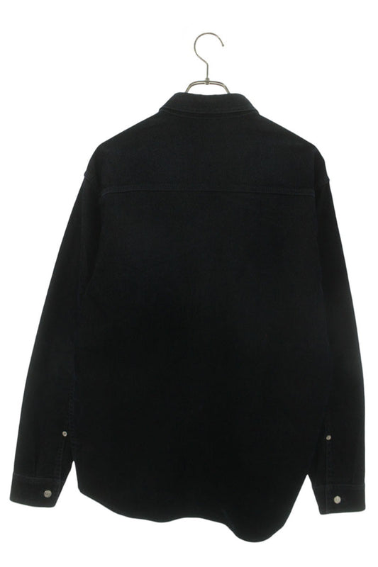 DIOR 22AW Logo Embroidered Velvet Denim Long Sleeve Shirt Size XXL