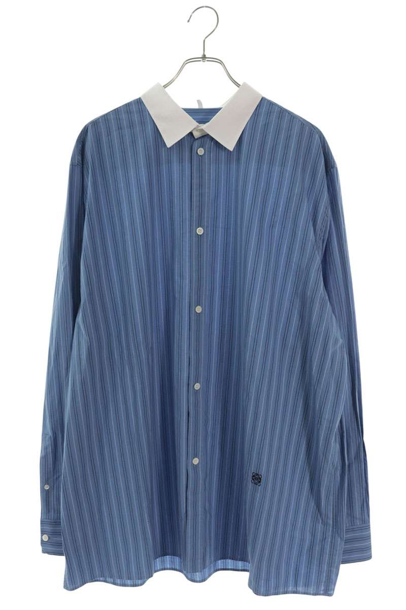 LOEWE Striped Anagram Long Sleeve Shirt Blue/White Size XS
