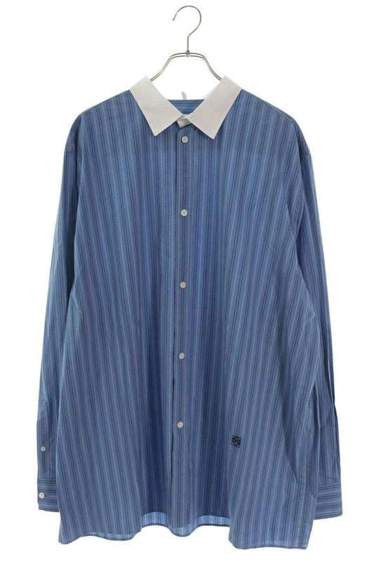 LOEWE Striped Anagram Long Sleeve Shirt Blue/White Size XS