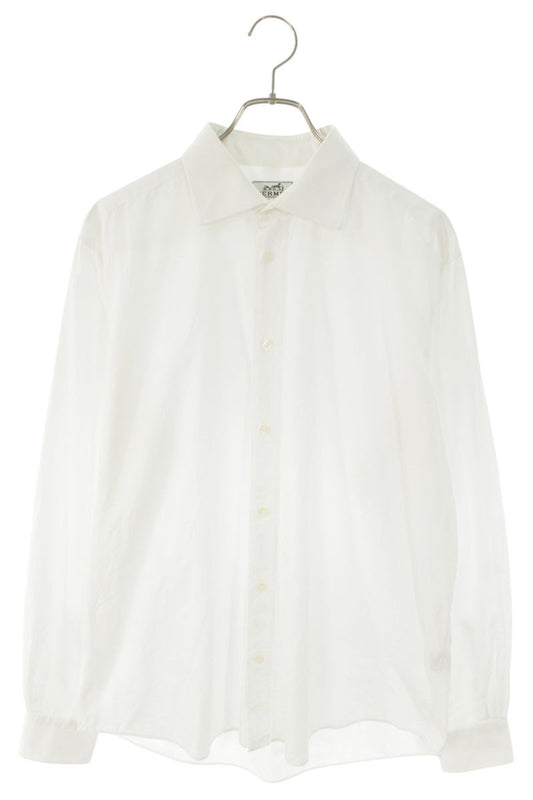 HERMES Cotton Long Sleeve Shirt White Size S