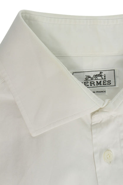 HERMES Cotton Long Sleeve Shirt White Size S