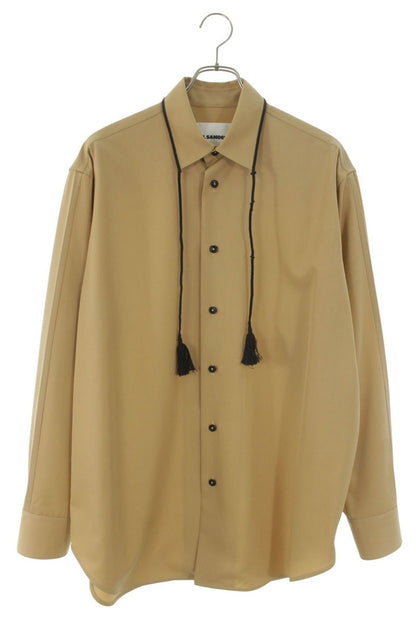 JILSANDER Tassel Wool Long Sleeve Shirt Beige Size XXS