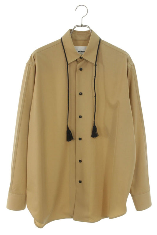 JILSANDER Tassel Wool Long Sleeve Shirt Beige Size XXS