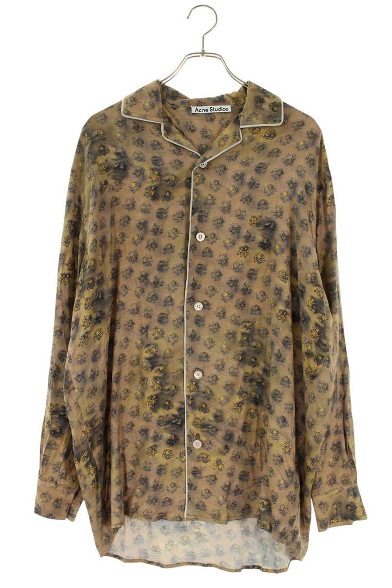 ACNE STUDIOS Rayon Floral Print All-Over Shirt Beige Size S
