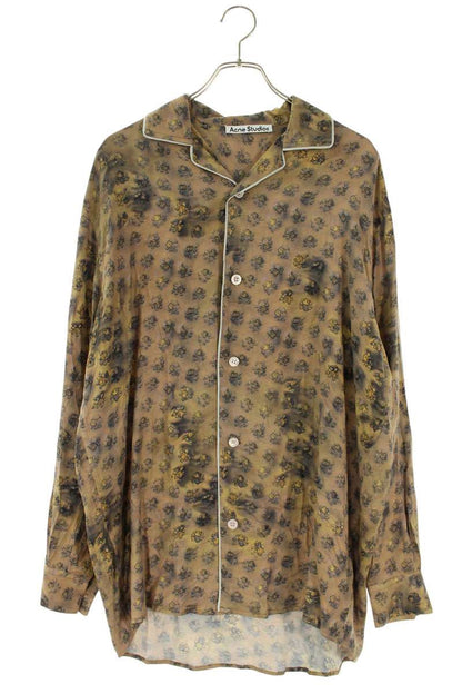 ACNE STUDIOS Rayon Floral Print All-Over Shirt Beige Size S