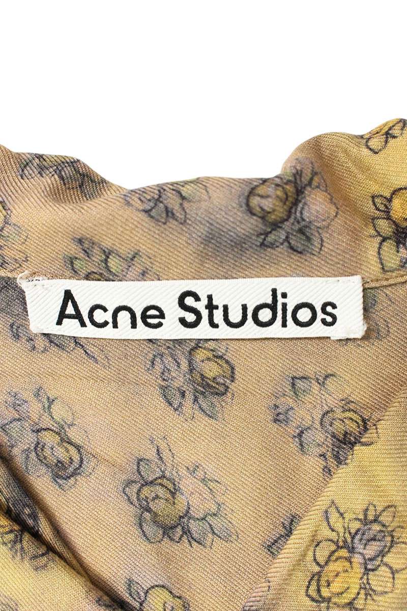ACNE STUDIOS Rayon Floral Print All-Over Shirt Beige Size S