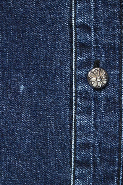 Chrome Hearts LOOSEENDS Cross Patch Denim Long Sleeve Shirt Size L
