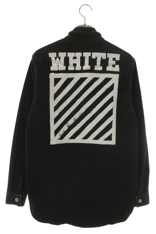 OFF-WHITE Denim Back Logo Print Shirt Black/White Size S