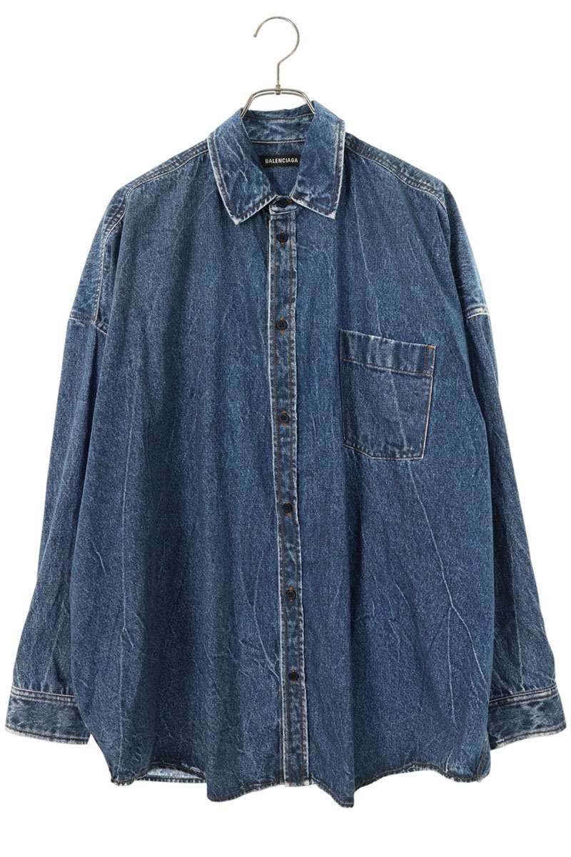BALENCIAGA Trompe L'oeil Denim Print Long Sleeve Size S