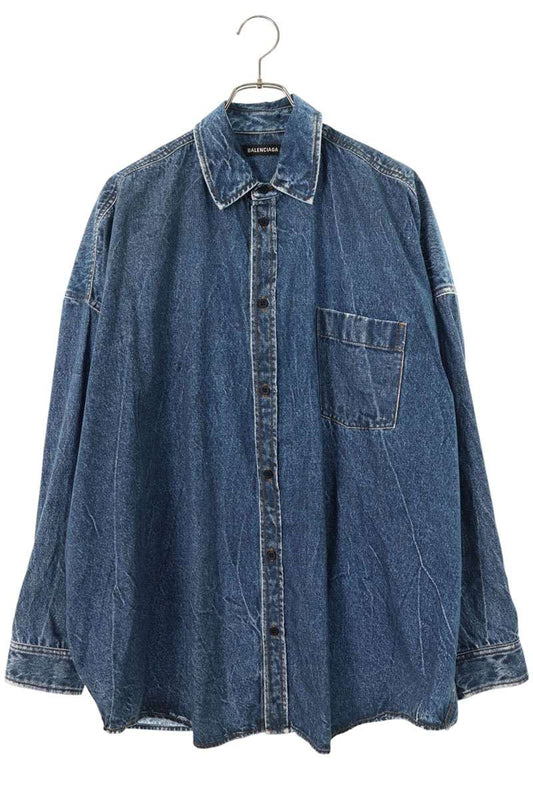BALENCIAGA Trompe L'oeil Denim Print Long Sleeve Size S