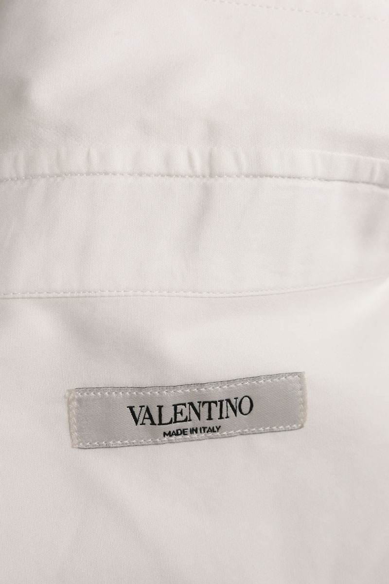 VALENTINO Cotton V-Logo Long Sleeve Shirt White/Red Size XXL