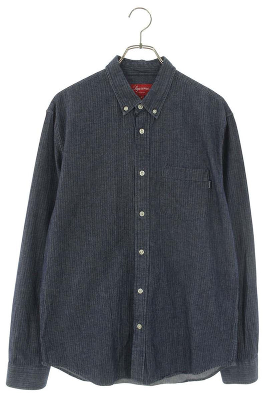 SUPREME Oxford Shirts Plain Cotton Long Sleeve Shirt Indigo Size M