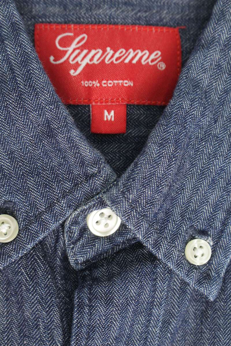 SUPREME Oxford Shirts Plain Cotton Long Sleeve Shirt Indigo Size M