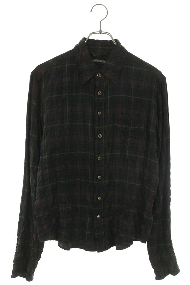Chrome Hearts GAUZE SHIRT BS Fleur Check Long Sleeve Shirt Size SM