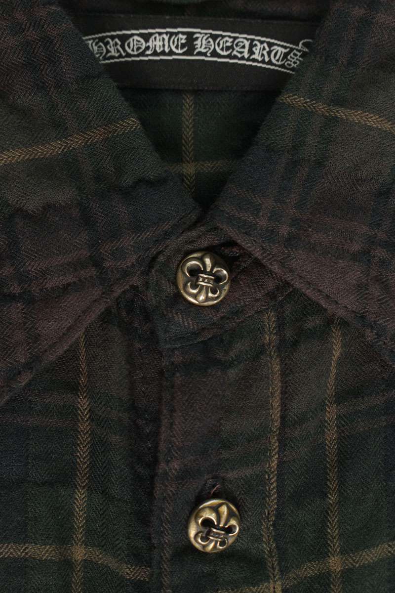 Chrome Hearts GAUZE SHIRT BS Fleur Check Long Sleeve Shirt Size SM