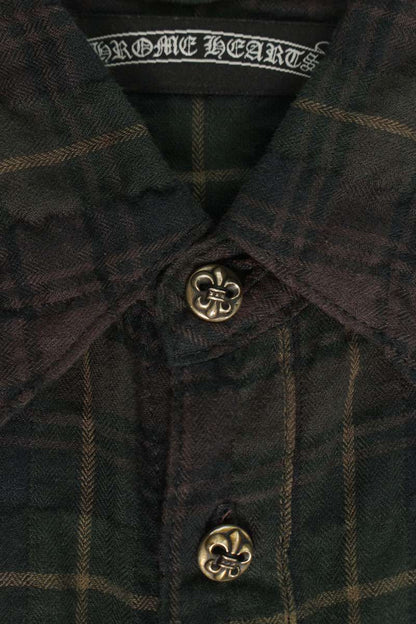 Chrome Hearts GAUZE SHIRT BS Fleur Check Long Sleeve Shirt Size SM