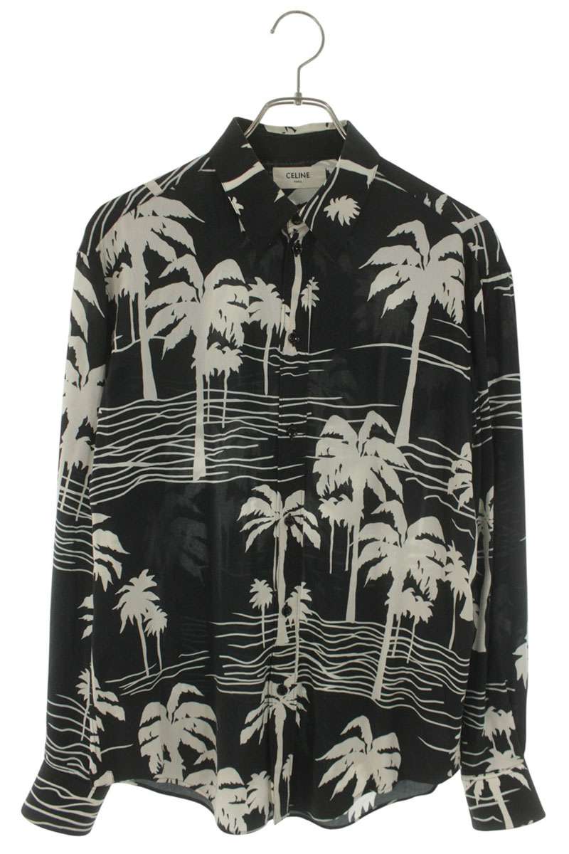 CELINE Rayon All-Over Pattern Shirt Black/White Size XXL