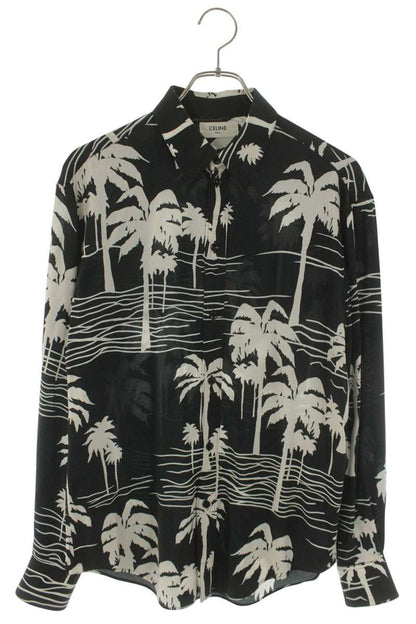 CELINE Rayon All-Over Pattern Shirt Black/White Size XXL