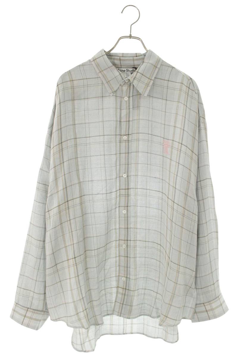 ACNE STUDIOS 26SS Rayon Linen Check Overshirt Gray Size L