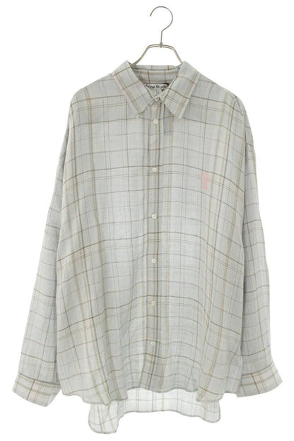 ACNE STUDIOS 26SS Rayon Linen Check Overshirt Gray Size L