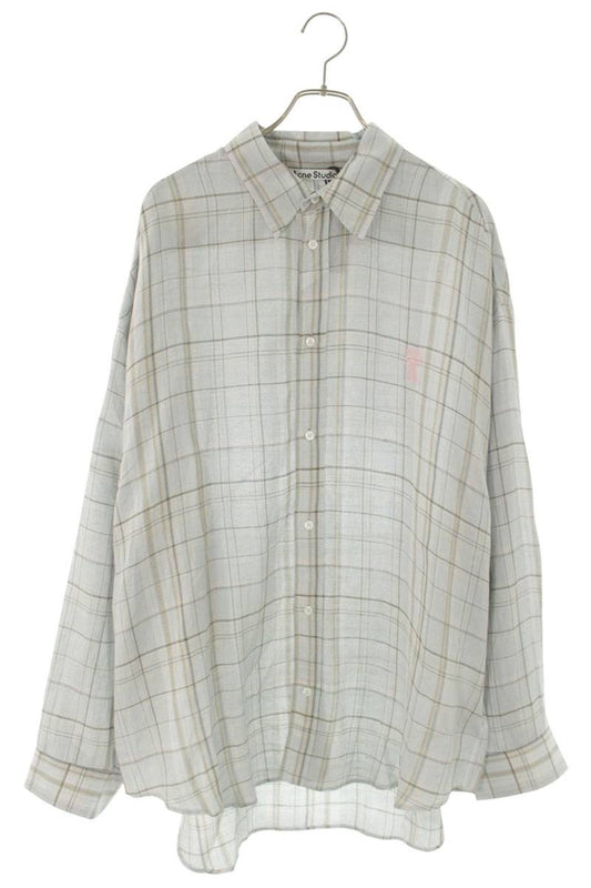 ACNE STUDIOS 26SS Rayon Linen Check Overshirt Gray Size L