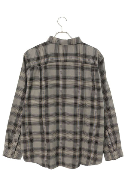 STUSSY Cotton Ombre Check Long Sleeve Shirt Gray Size L