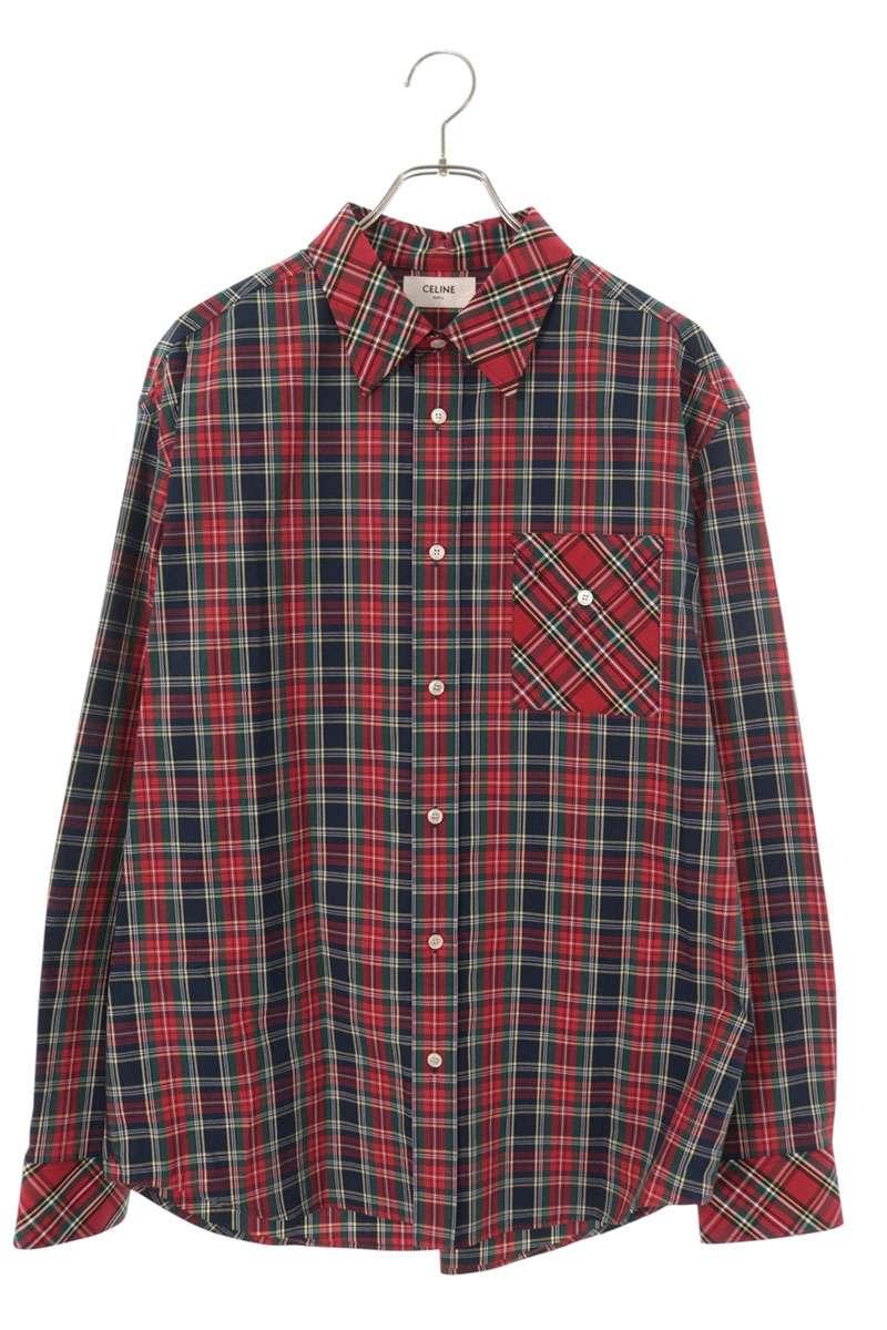 CELINE Tartan Check Long Sleeve Shirt Multi Size XXL