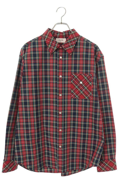 CELINE Tartan Check Long Sleeve Shirt Multi Size XXL
