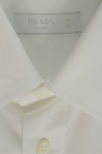 PRADA 26SS Cotton Poplin Long Sleeve Shirt White Size S