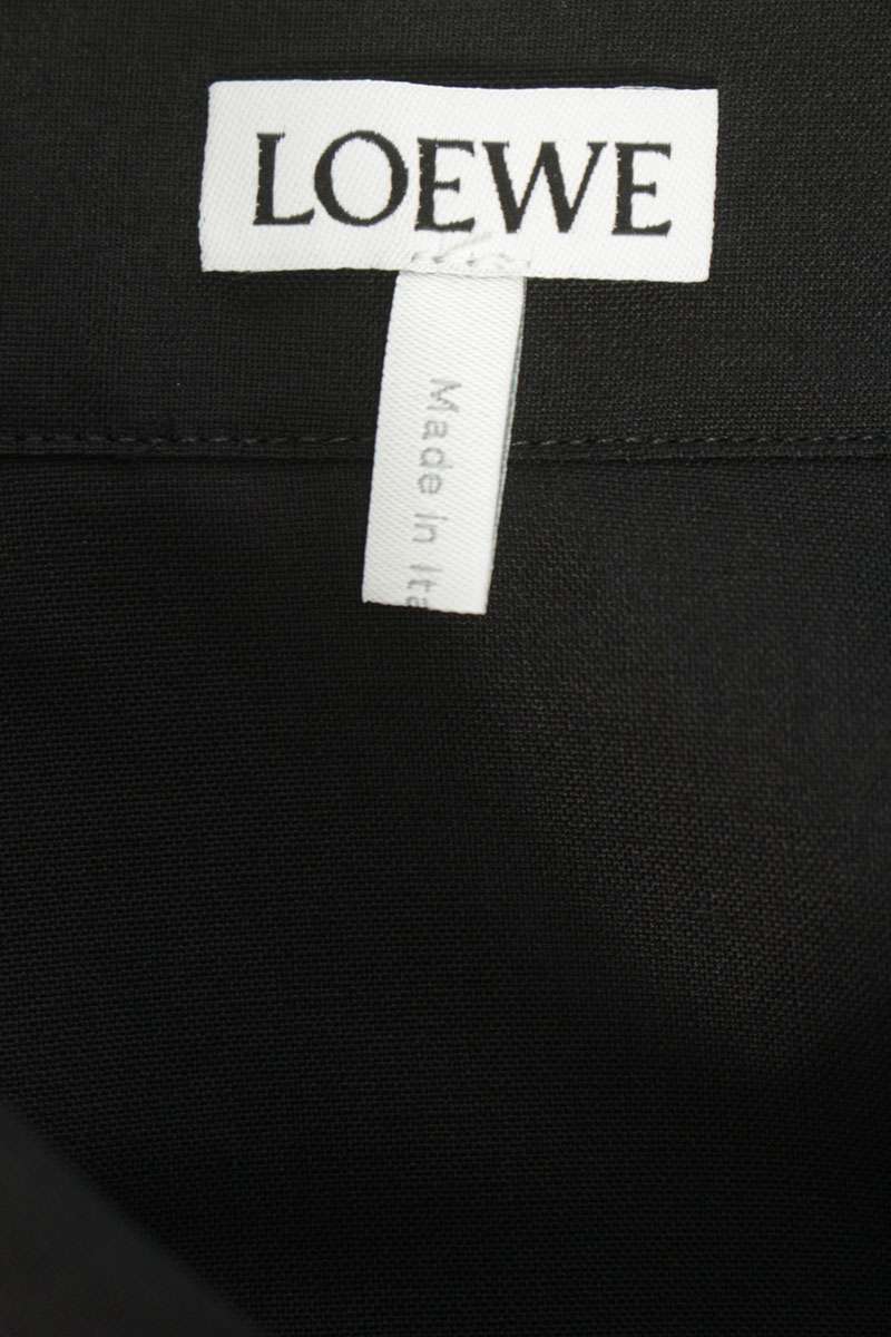 LOEWE 26SS Wool Anagram Embroidered Long Sleeve Shirt Black Size XXS