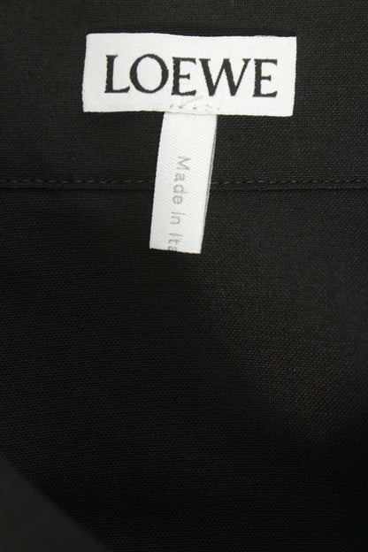 LOEWE 26SS Wool Anagram Embroidered Long Sleeve Shirt Black Size XXS