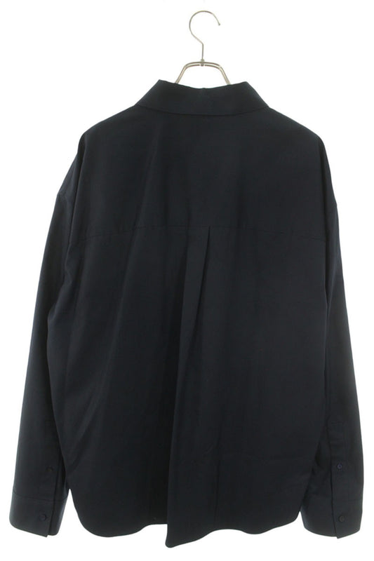 LOEWE 26SS Cotton Anagram Embroidered Long Sleeve Shirt Navy Size XS