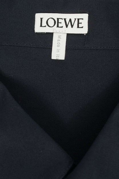 LOEWE 26SS Cotton Anagram Embroidered Long Sleeve Shirt Navy Size XS