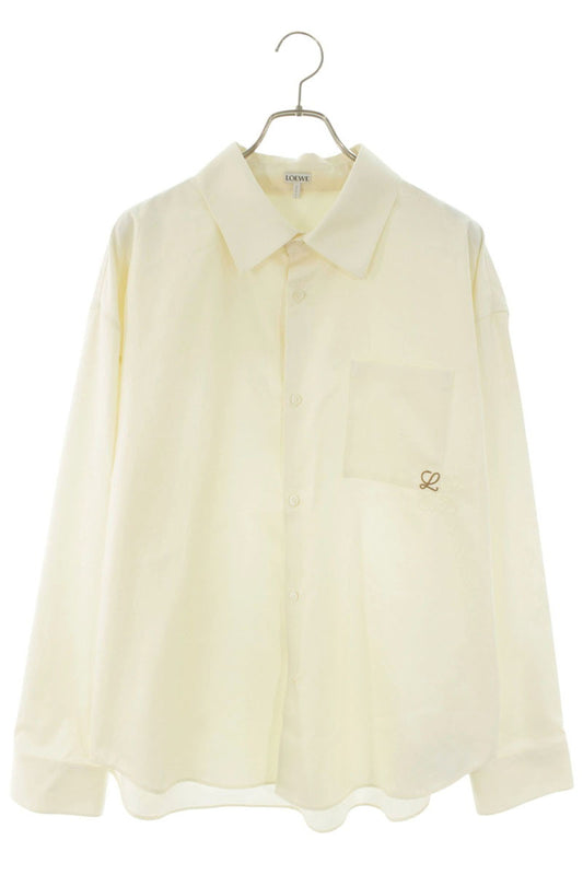 LOEWE 26SS Cotton Anagram Embroidered Long Sleeve Shirt White Size S