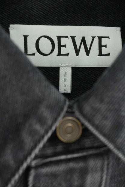 LOEWE 26SS Anagram Embroidered Denim Long Sleeve Shirt Black Size M
