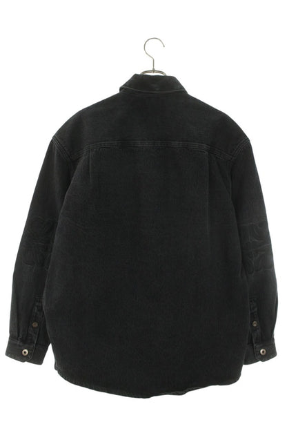 LOEWE 26SS Anagram Embroidered Denim Long Sleeve Shirt Black Size L