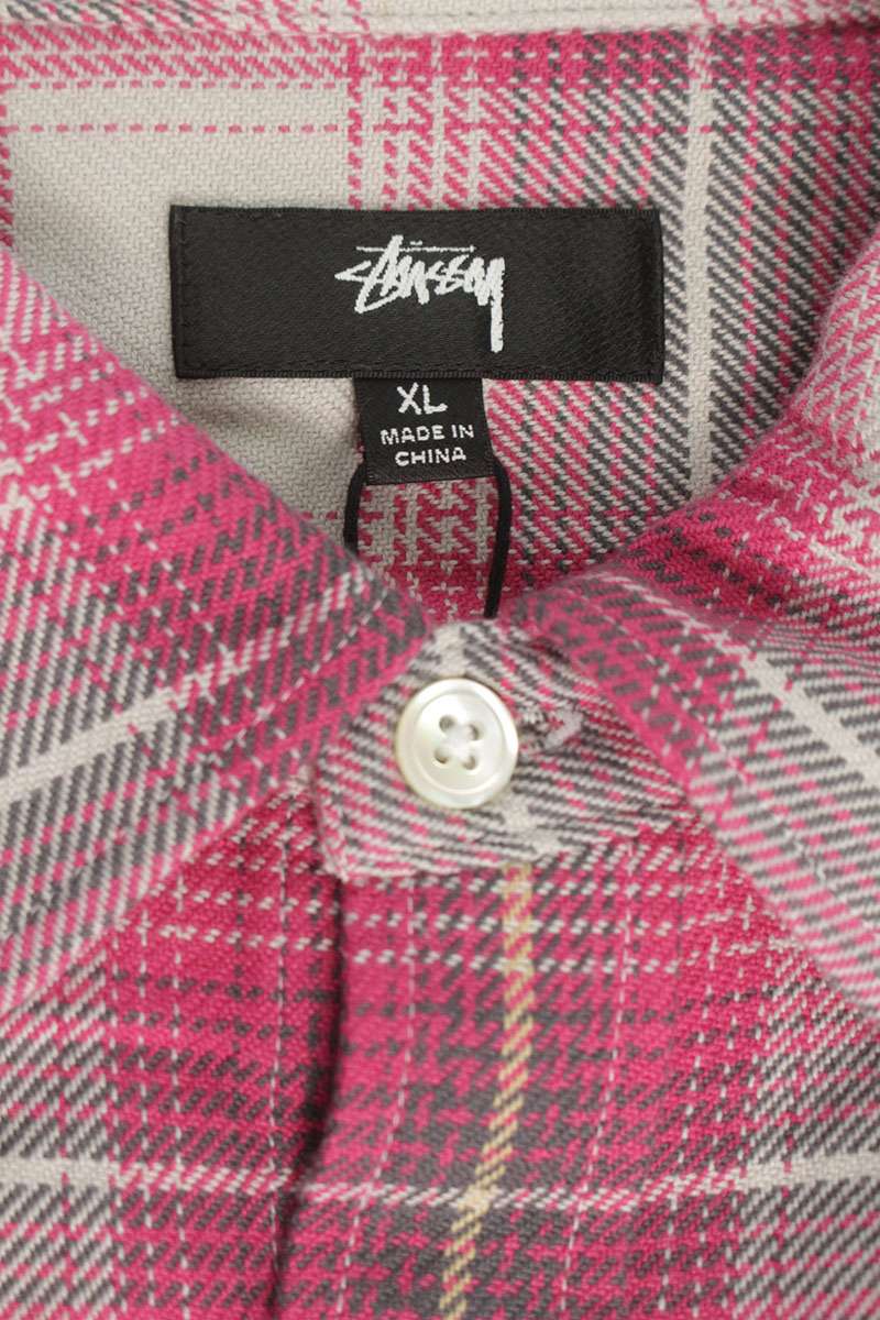 STUSSY Ombre Check Shirt Pink Size XL