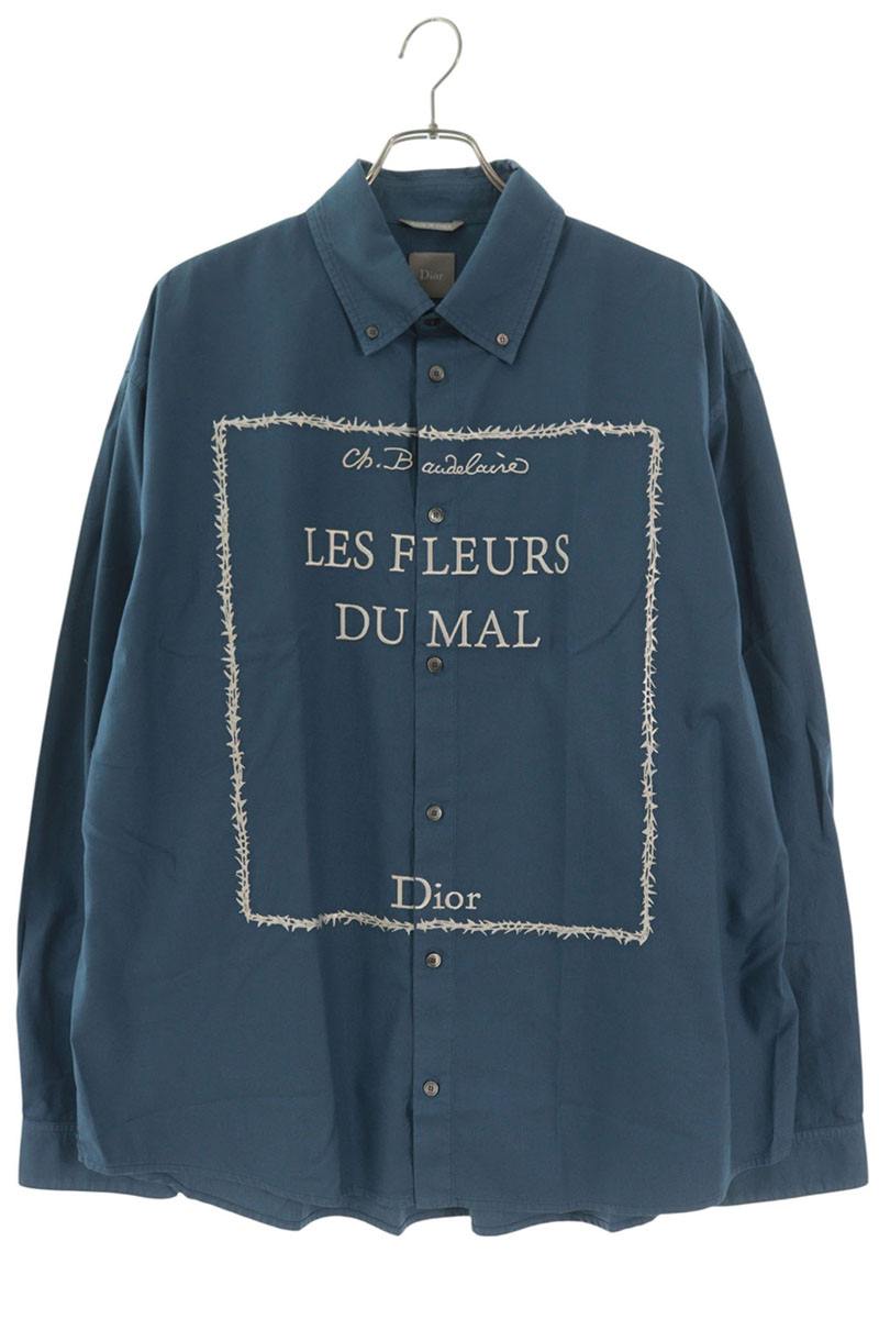 DIOR 26SS Book Cover Oversized Long Sleeve Shirt Blue Size S