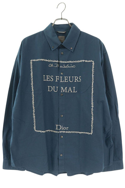 DIOR 26SS Book Cover Oversized Long Sleeve Shirt Blue Size S