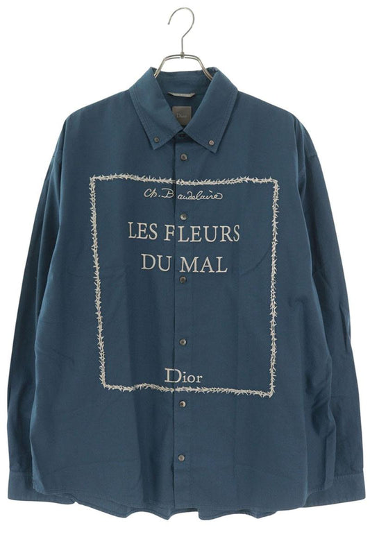 DIOR 26SS Book Cover Oversized Long Sleeve Shirt Blue Size S
