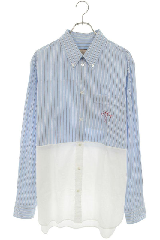 Plan C 25SS Stripe Poplin Shirt Blue/White Size L