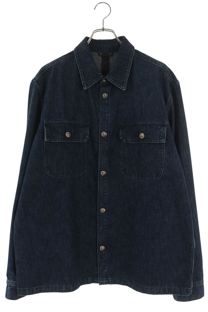 Chrome Hearts WORK DOG Cross Ball Button Denim Shirt Size XL