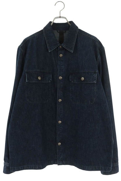 Chrome Hearts WORK DOG Cross Ball Button Denim Shirt Size XL