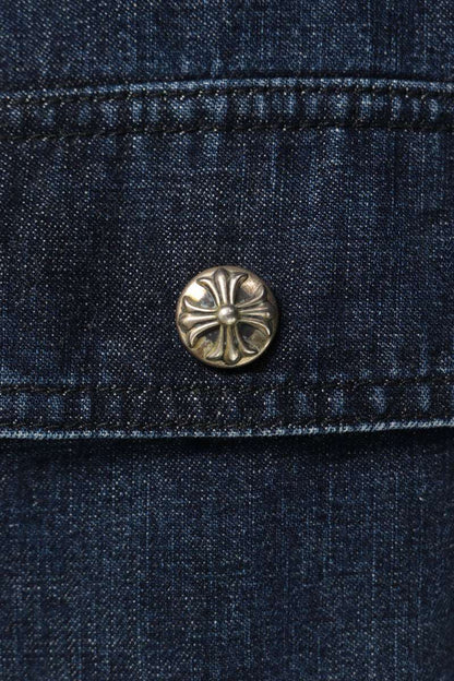 Chrome Hearts WORK DOG Cross Ball Button Denim Shirt Size XL