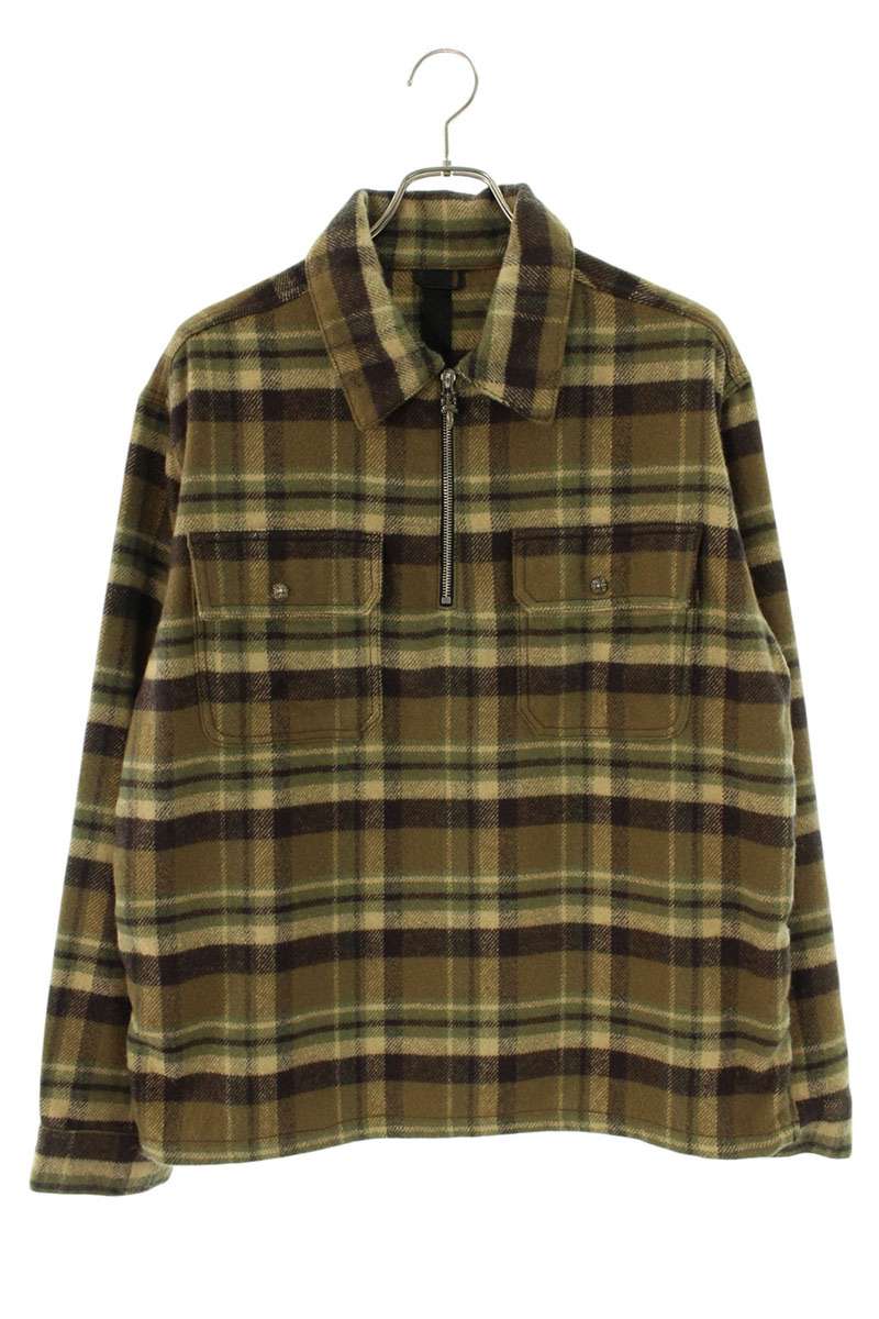 Chrome Hearts UNDER DOG Check Dagger Half-Zip Shirt Size M